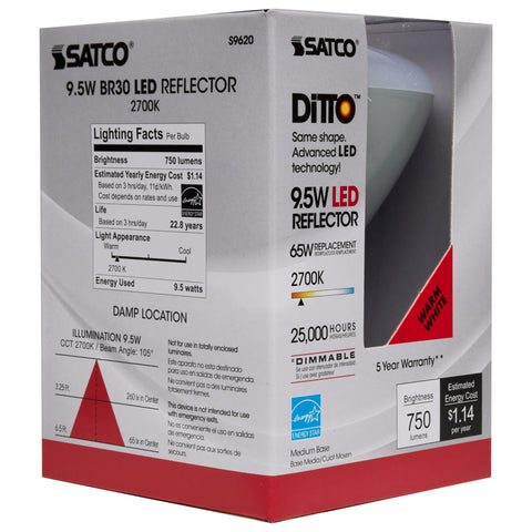 Satco S9620 BR30 LED at 2700K warmth ideal for relaxing evenings