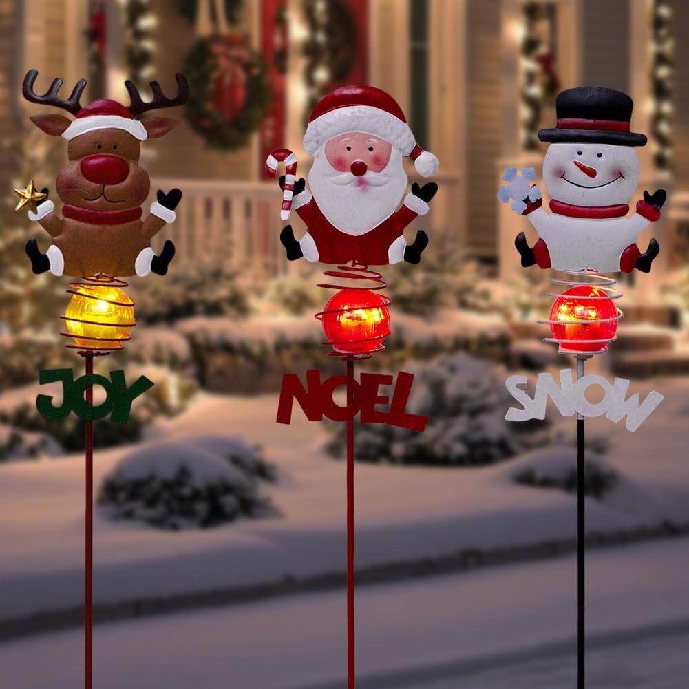 SATHGA Santa Claus stake light brightens festive garden decor.