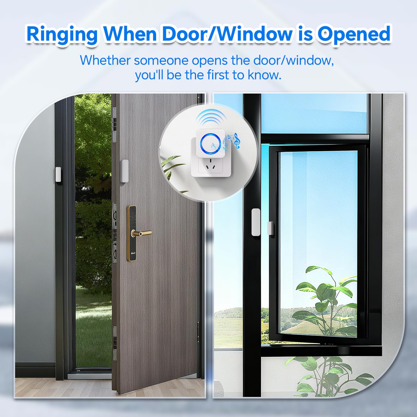 Satisure door sensor adhesive mount attached to a door.