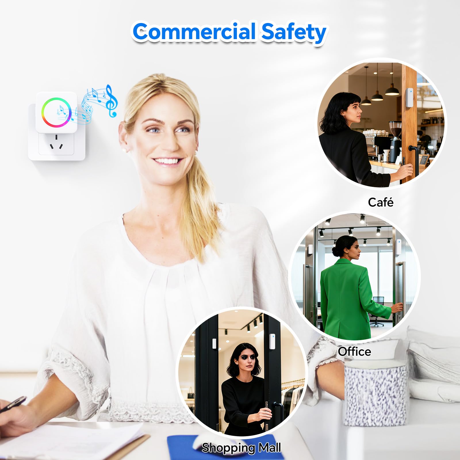 Satisure door chime with 700 ft range extending coverage.