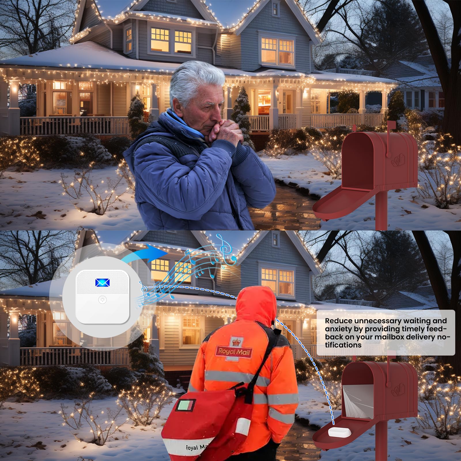 Satisure Mailbox Alarm LED flash indicating a delivery