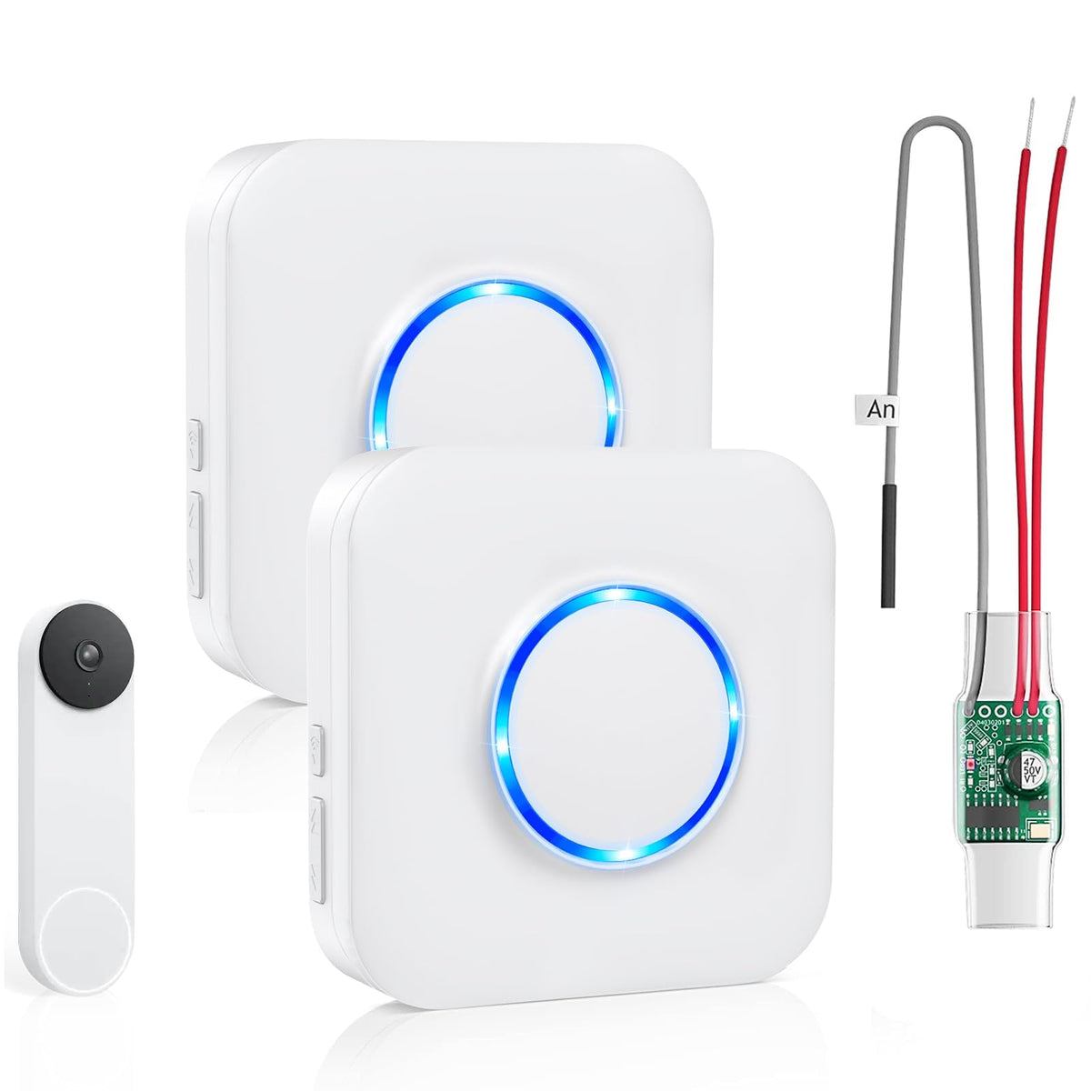 Satisure doorbell extender kit for Nest Wired at the front door with two receivers