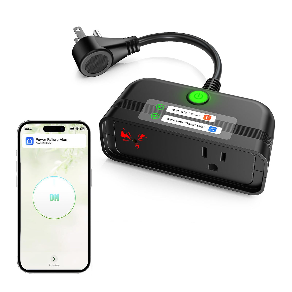 Satisure Power Failure Alarm outdoor weatherproof illustrates durable outdoor placement for outages.