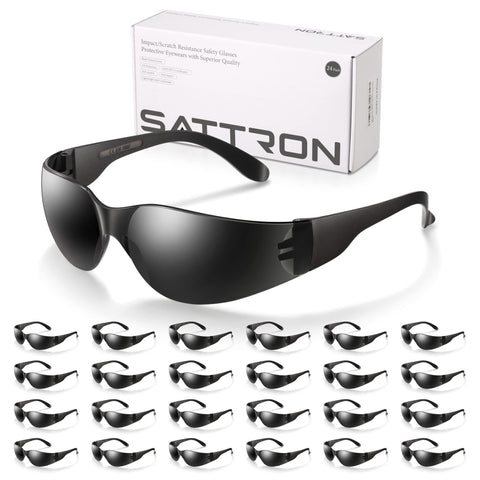 SATTRON 24-pack tinted safety glasses for bulk use and versatile eye protection.