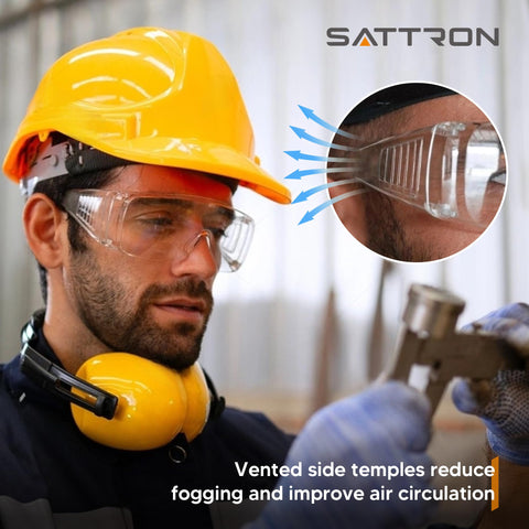 SATTRON ANSI Z87.1-certified glasses guard against debris in busy environments.