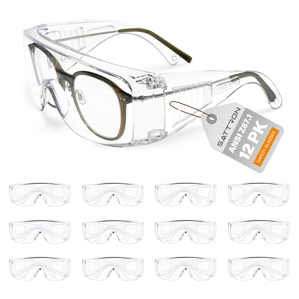 SATTRON over-eyeglasses fit safety glasses for clear vision and protection.