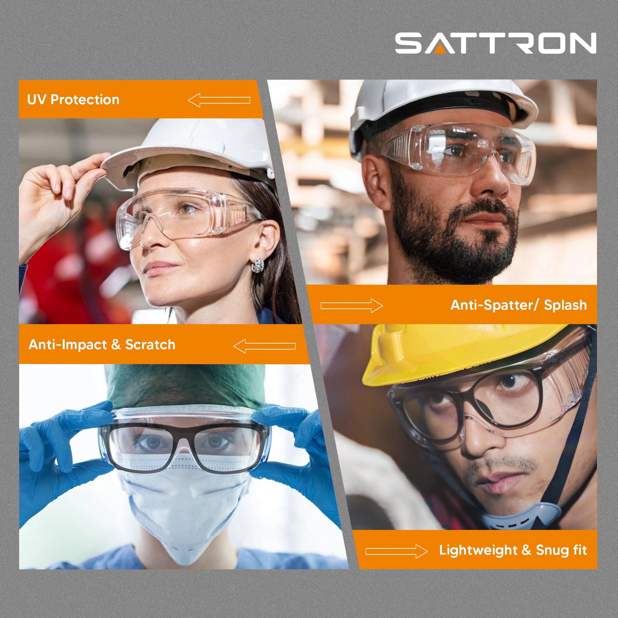 SATTRON dust and splash protection ideal for labs, workshops, and outdoor tasks.