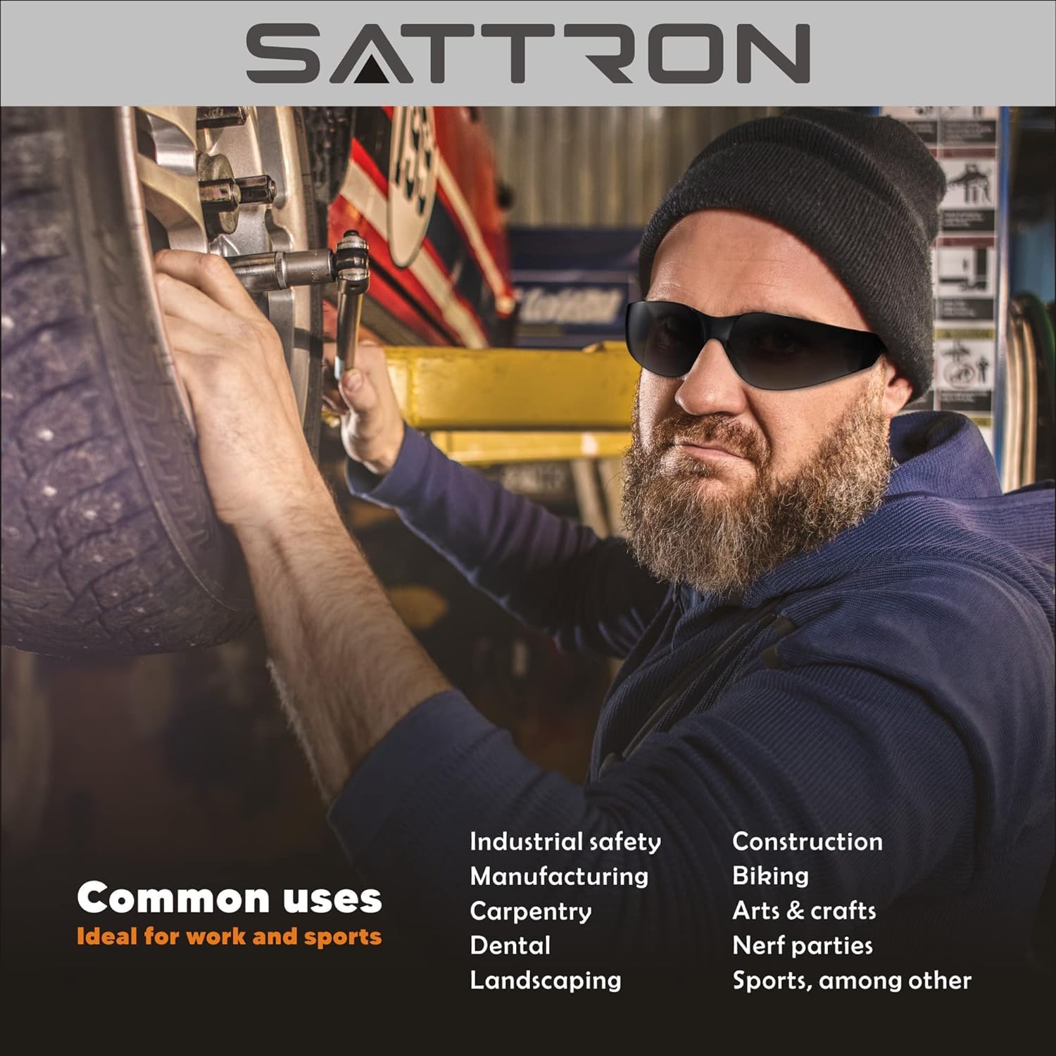 SATTRON elastic temples enhance comfort during long tasks.