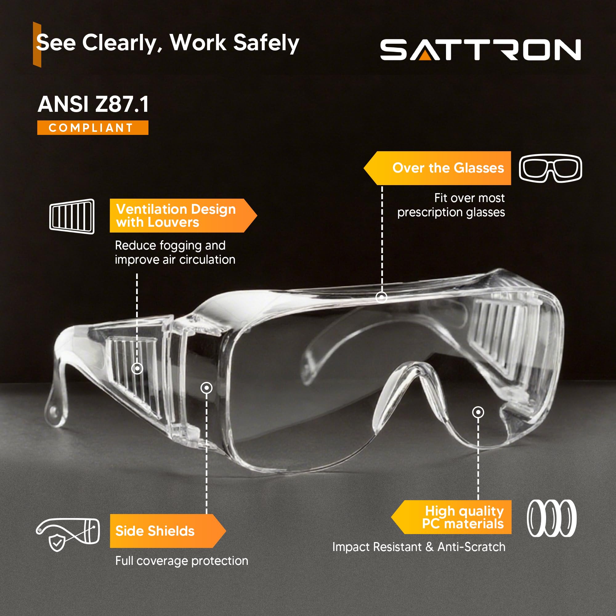 SATTRON wide-vision design preserves peripheral sight for precise work.