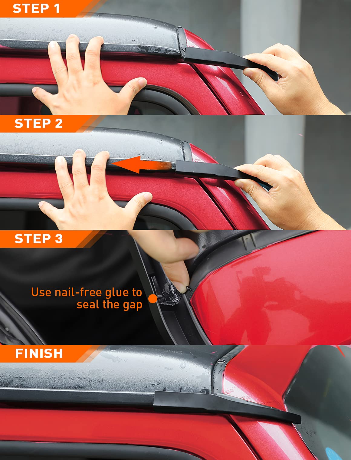 Savadicar Wrangler rainwater divertor redirects flow toward the windshield for a drier interior.