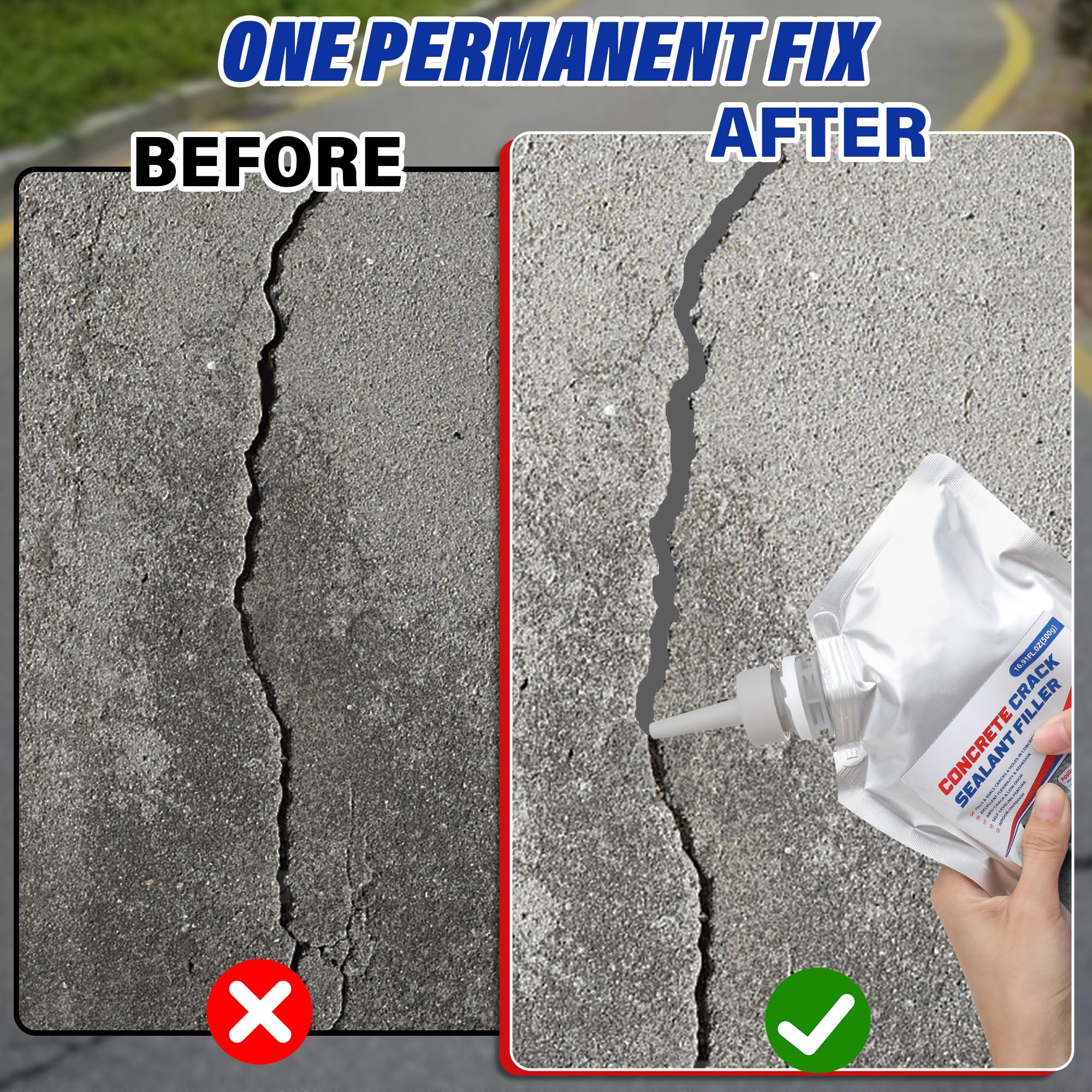 Sawoio concrete crack filler self leveling texture creates a smooth paintable finish.