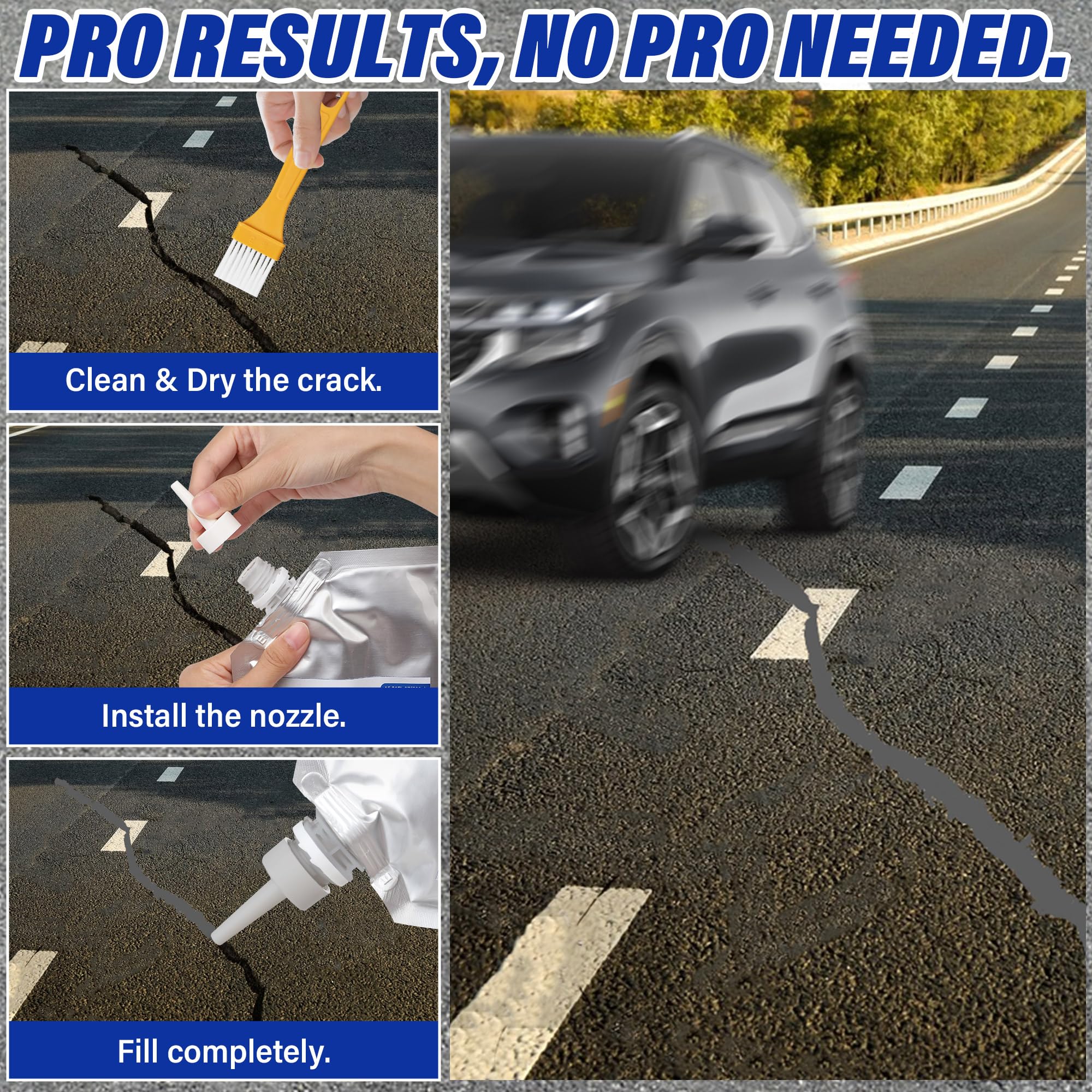 Sawoio concrete crack filler weatherproof seal guards against water and chemicals.