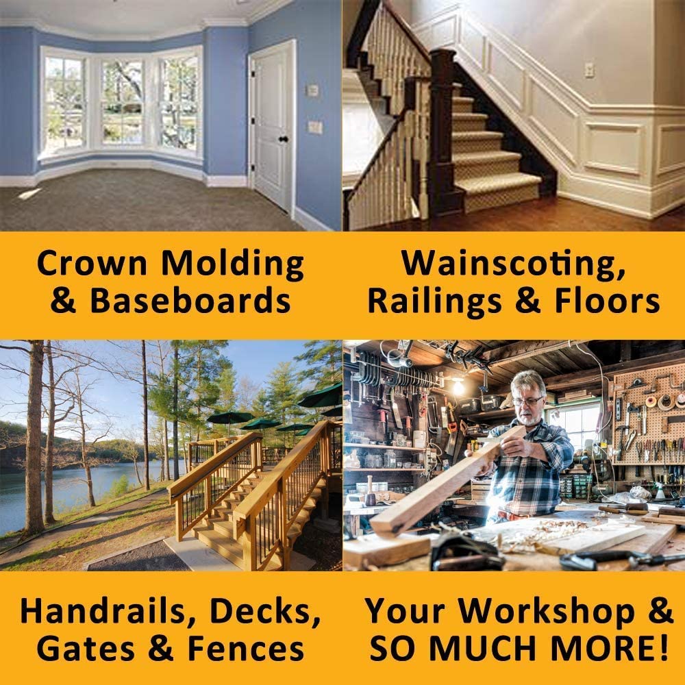 Sawset Pro user-friendly design speeds setup for flooring, railings, spindles and more.