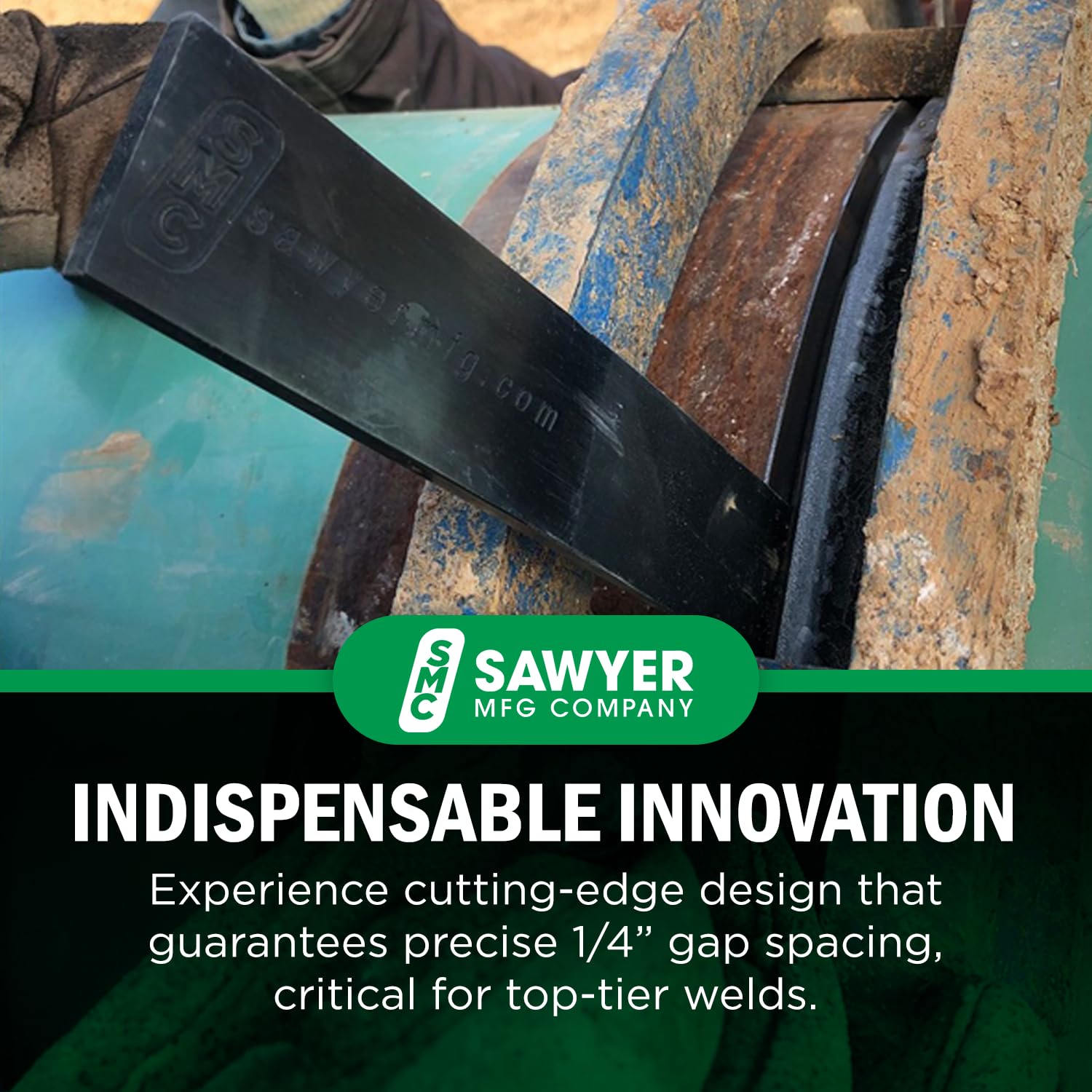 Large 8.75-inch Sawyer wedge used for pipe fitting and gutter work.