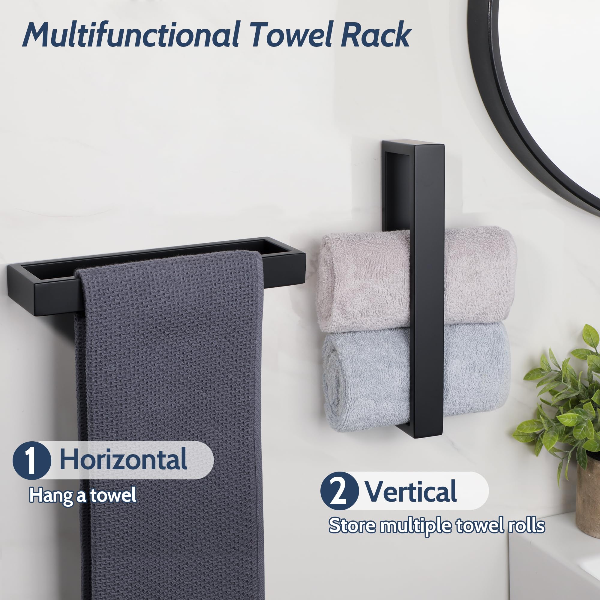 Sayayo towel bar in shower installation demonstrates practical wall mounting.
