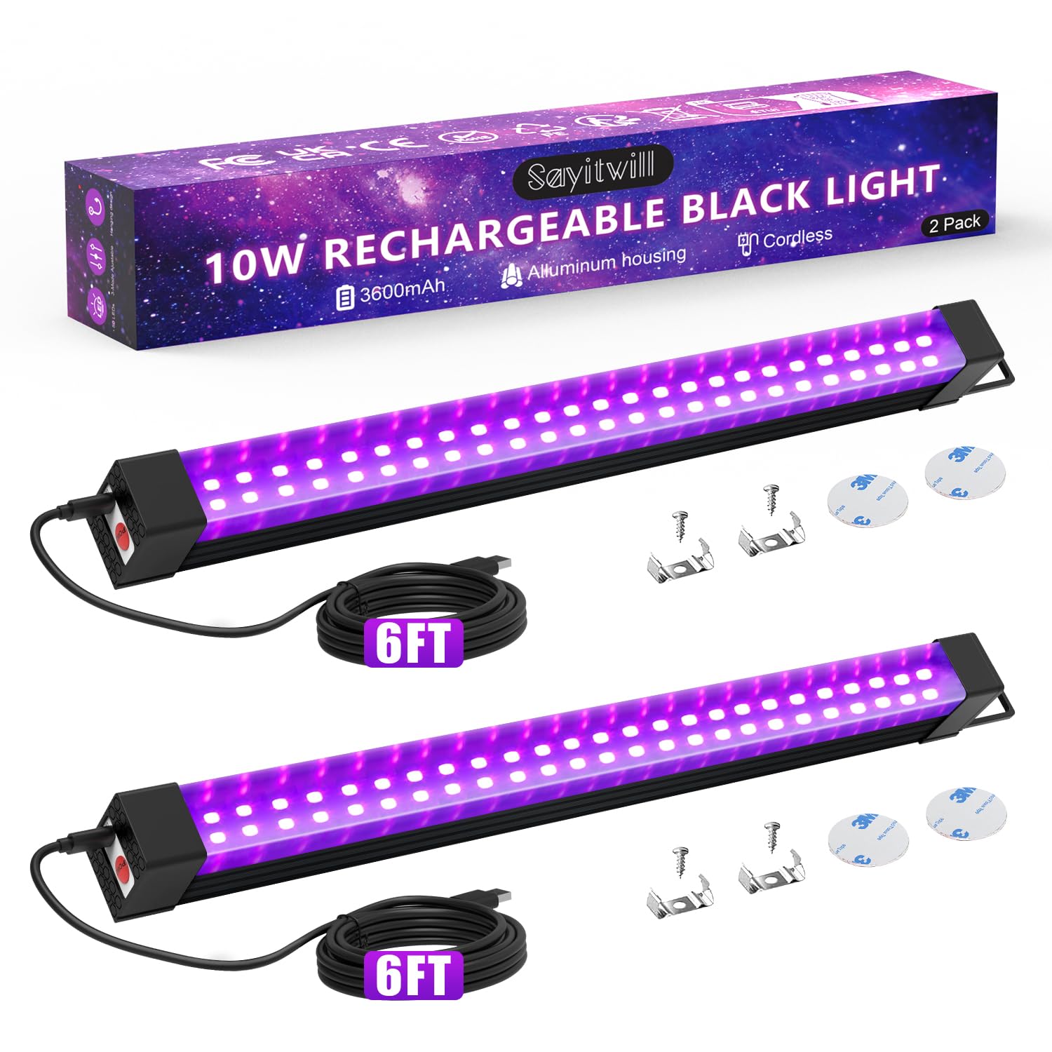 Sayitwill rechargeable black light bar 2-pack for glow parties and classrooms.