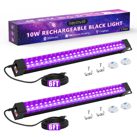 Sayitwill rechargeable black light bar 2-pack for glow parties and classrooms.