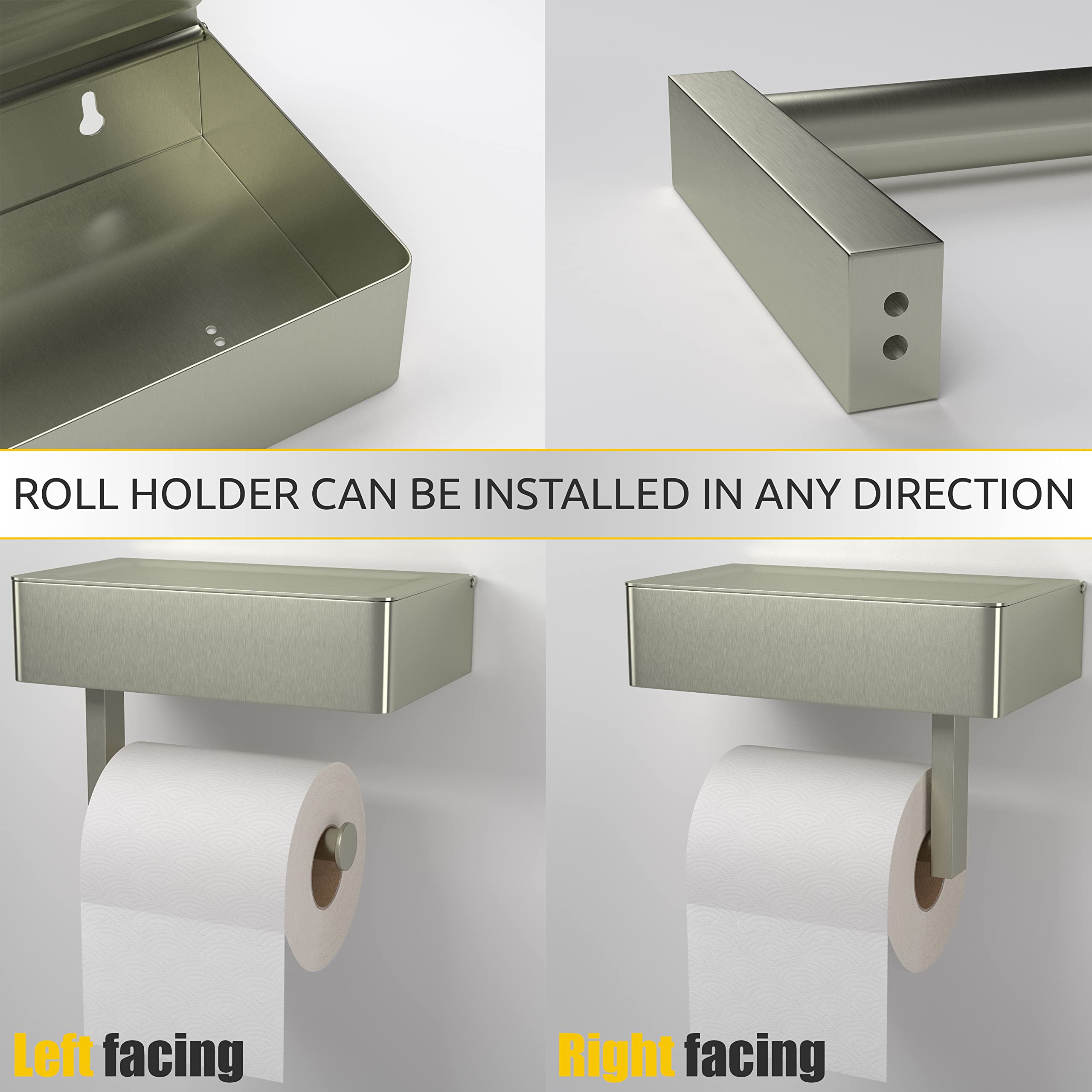 SAYONEYES reversible mount arm offers flexible installation for any bathroom layout.