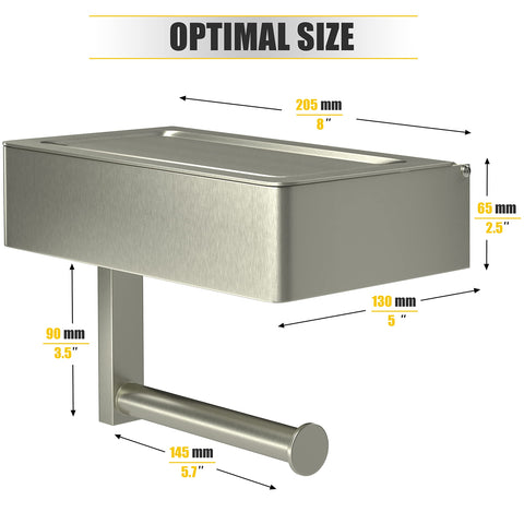 SAYONEYES brushed nickel top shelf holds phones and keys for easy bathroom organization.