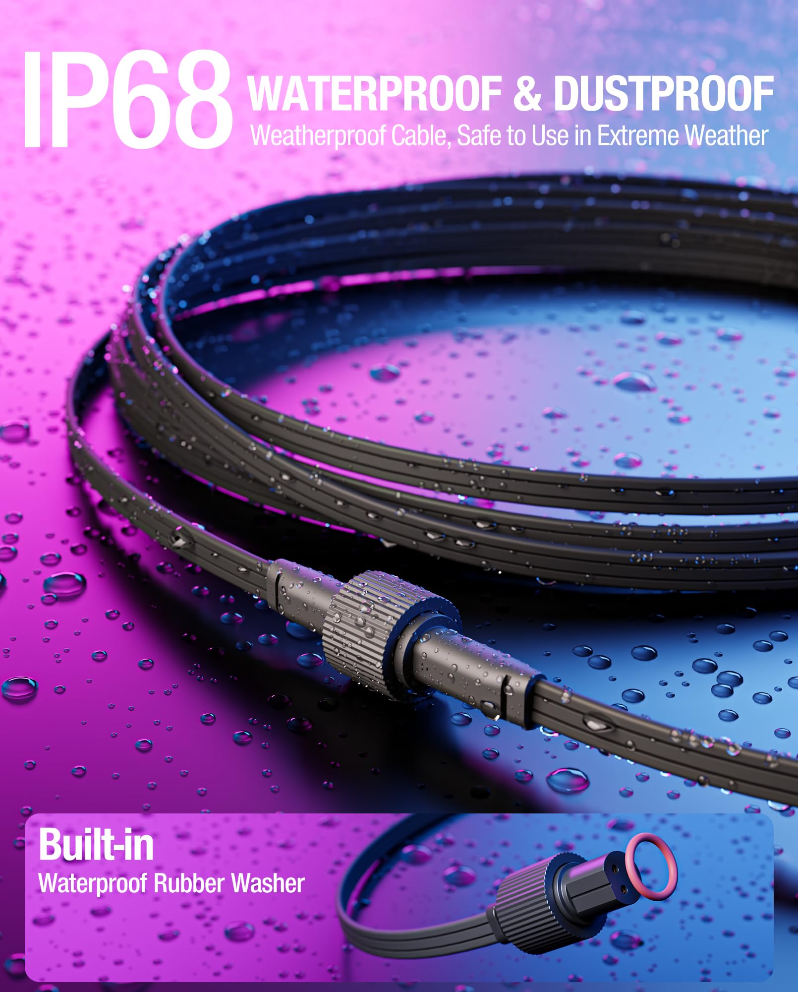 Saysolak copper-core extension cable delivers efficient power transmission for Govee lights.