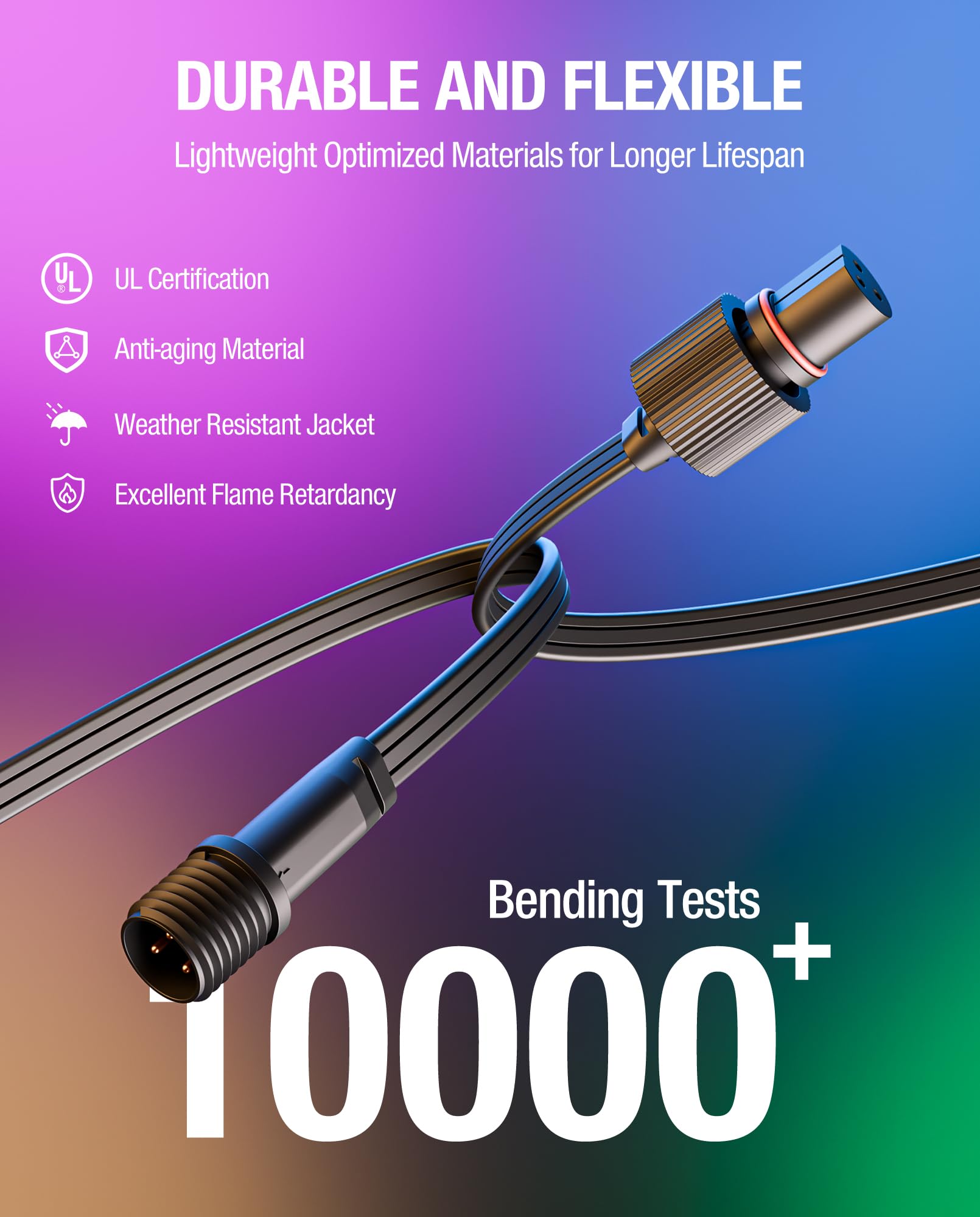 Saysolak durable PVC jacket keeps outdoor extension cables flexible in varying weather.