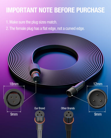 Saysolak IP68 weatherproof extension cable protects outdoor lighting from rain and dust.
