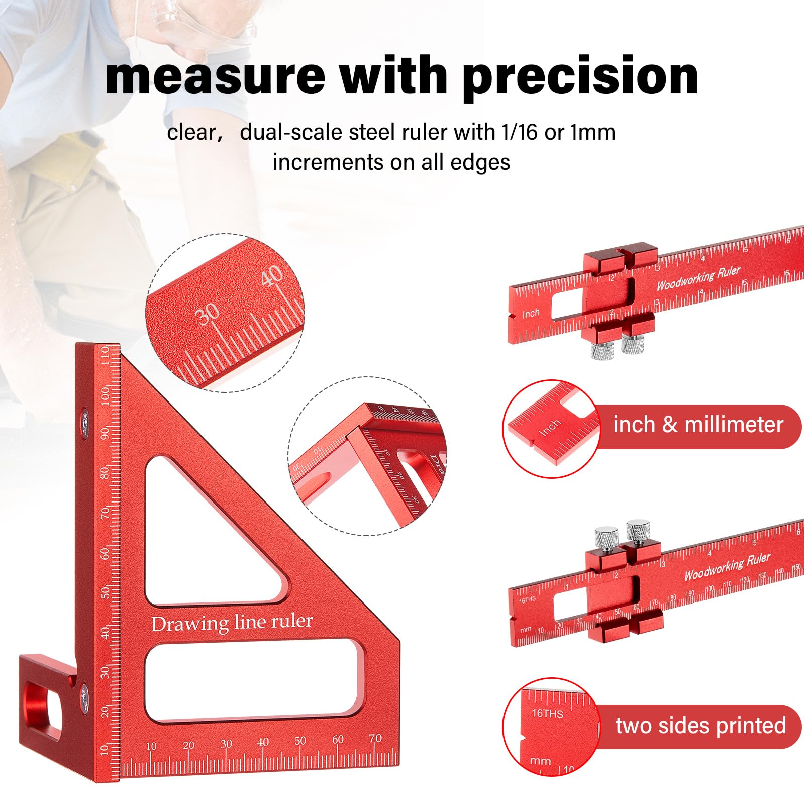 Saysurey 3D angle measuring ruler for multi-angle layouts