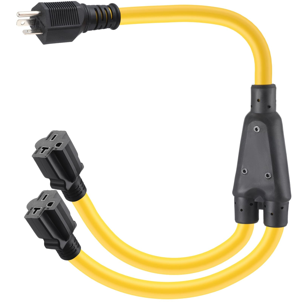 Saysurey 3ft NEMA 6-20 Y splitter with male-to-dual outlets for flexible power sharing.