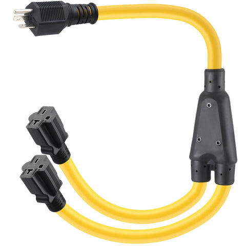 Saysurey 3ft NEMA 6-20 Y splitter with male-to-dual outlets for flexible power sharing.