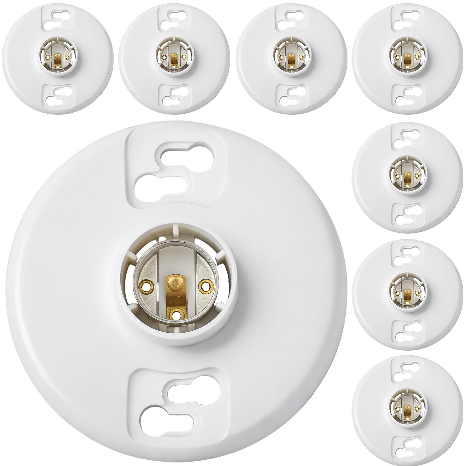 Saysurey E26 lamp holder 8-pack, front view for versatile ceiling lighting