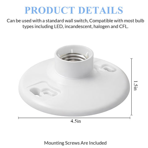 Saysurey E26 lamp holder pictured during ceiling installation for DIY mounting