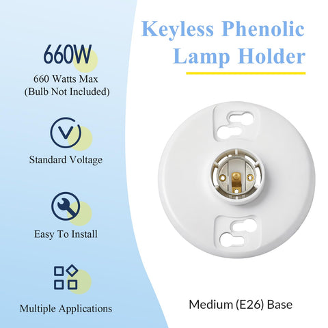Saysurey lamp holder in white phenolic resin highlighting sturdy construction