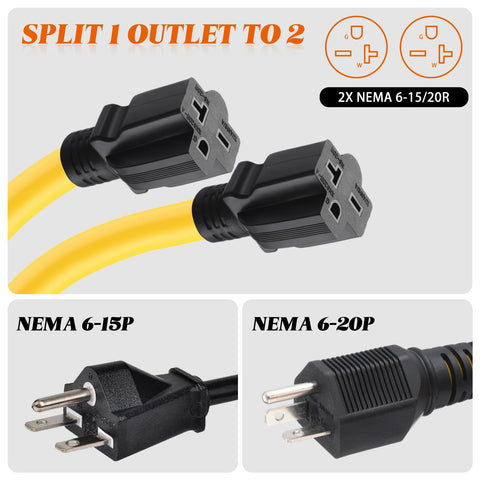 Saysurey includes 1 x NEMA 6-20 extension cord for immediate setup.