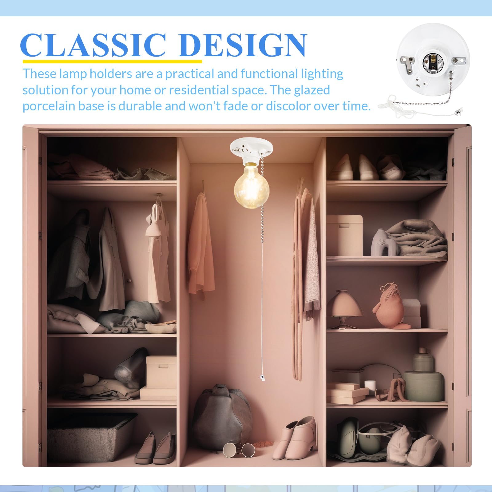 Saysurey porcelain socket ideal for garage or closet lighting setups