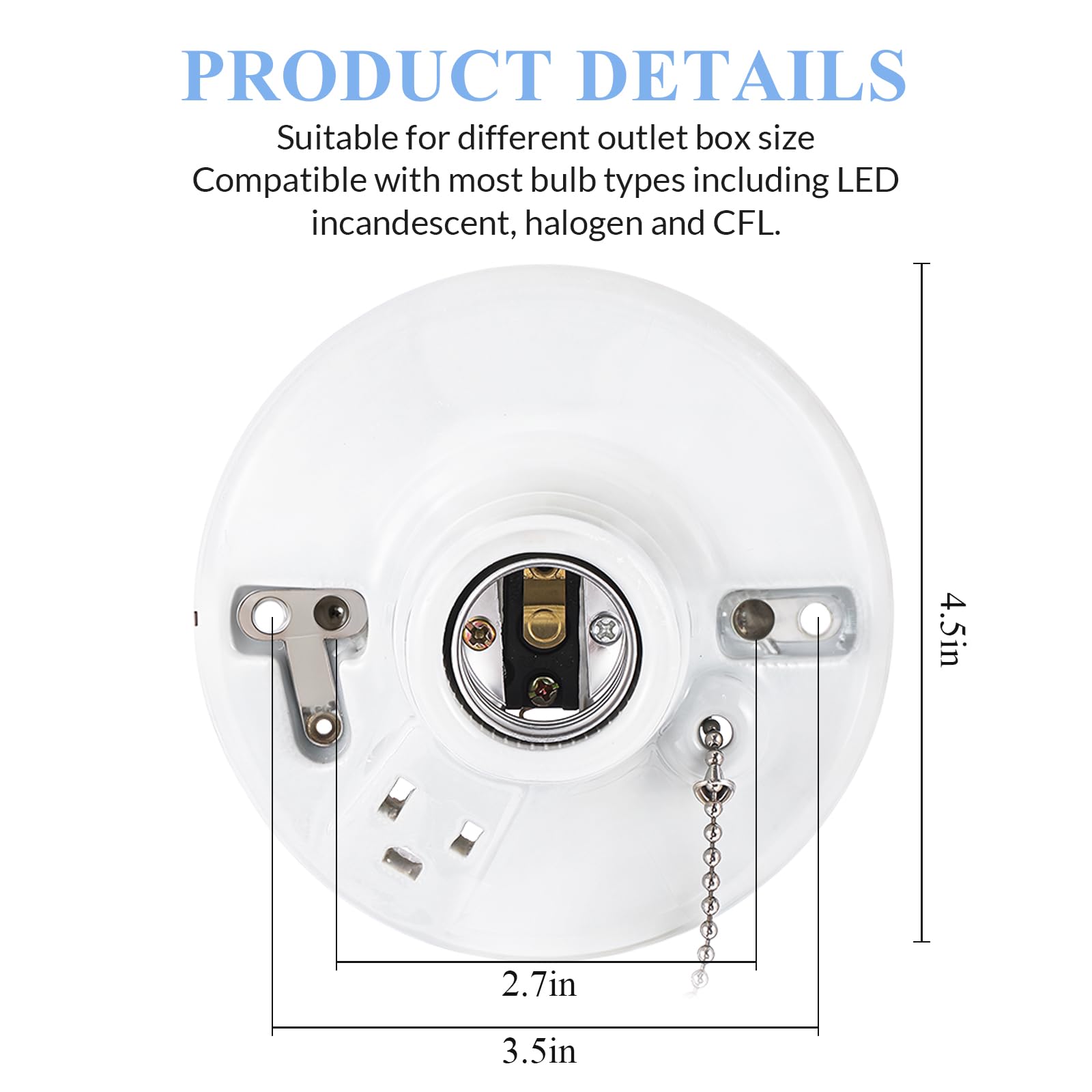 Saysurey pull-chain porcelain socket closeup showing sturdy construction