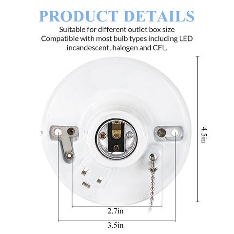 Saysurey pull-chain porcelain socket closeup showing sturdy construction