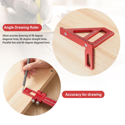 Saysurey 12-inch woodworking ruler with long reach for boards