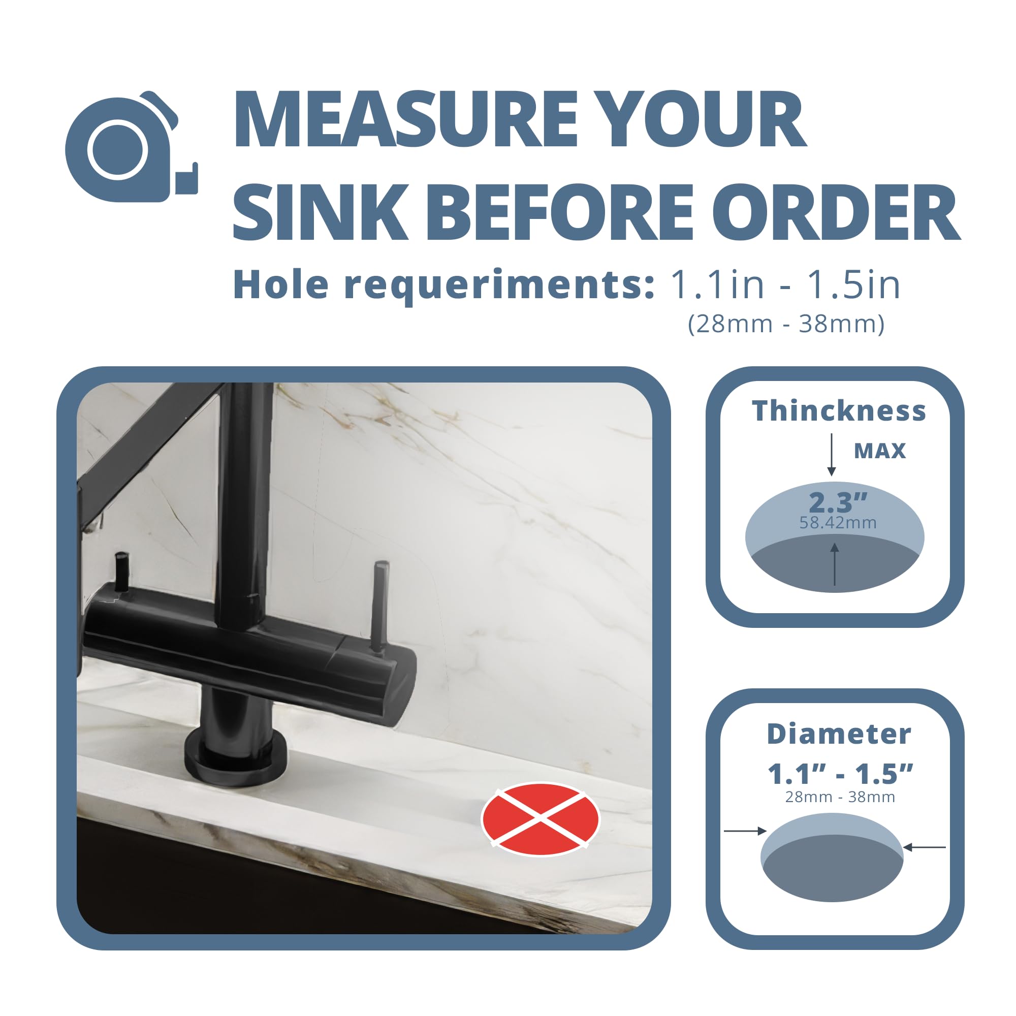 Sben sleek countertop design keeps sink area tidy.