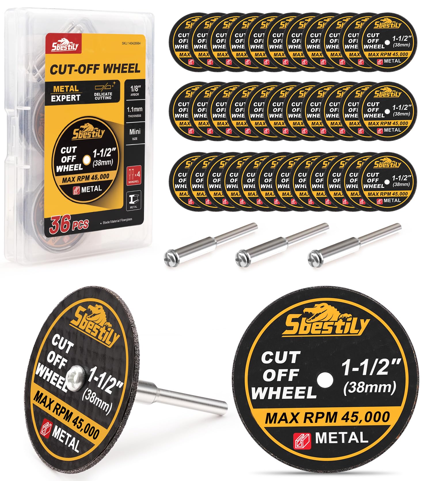 Sbestily 1-1/2 inch cut-off wheel disc for precise corner cutting in tight spaces.