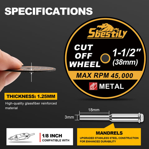 Sbestily metal-cutting disc handles screws and welds with ease.