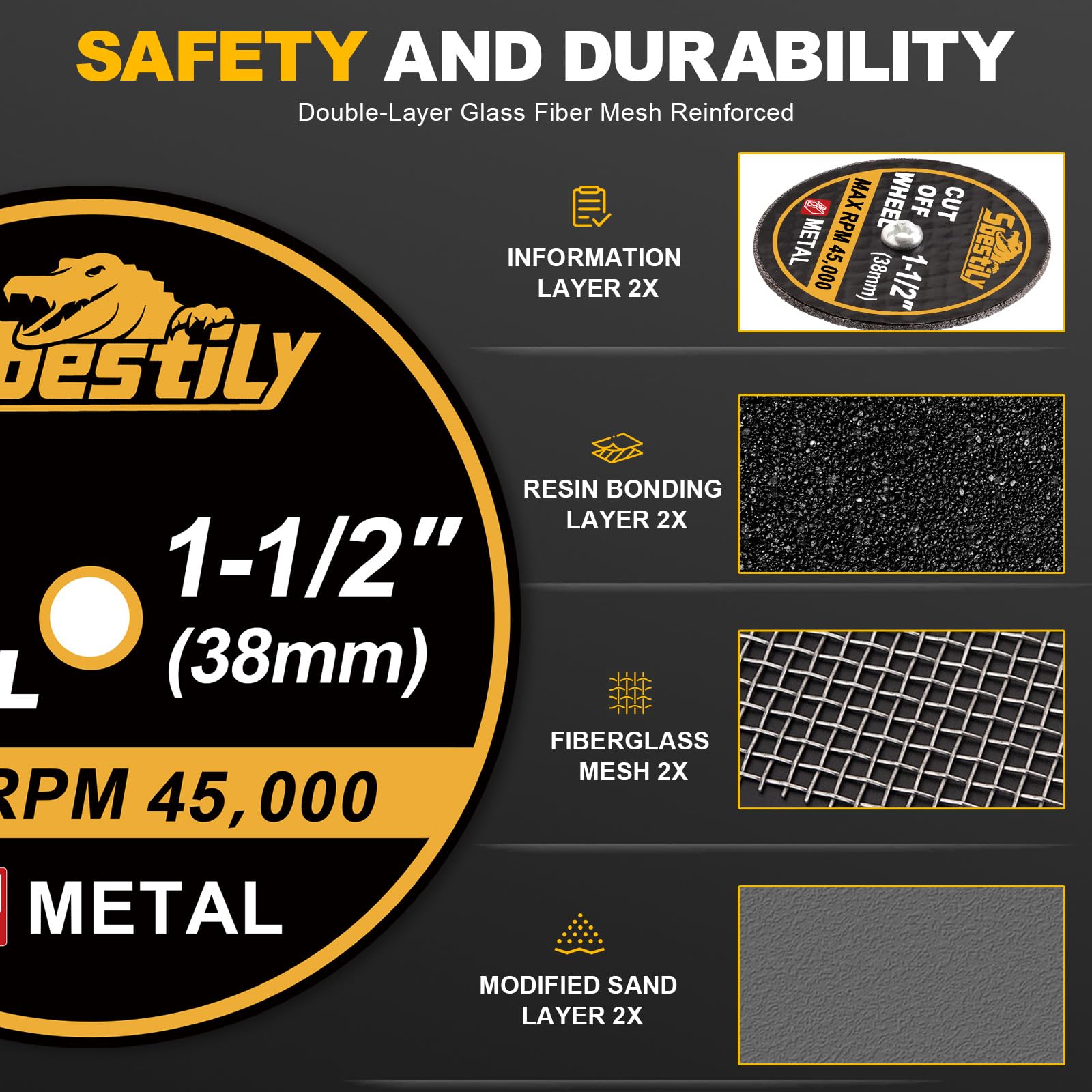 Sbestily disc delivering a smooth edge for clean finishes.