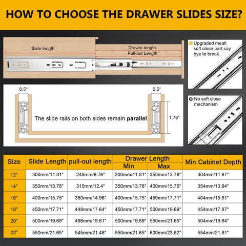 SBUUBKI 100lb capacity drawer slide suitable for heavy loads.