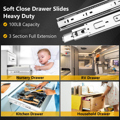 SBUUBKI drawer slides suitable for kitchen, wardrobe, or office furniture.