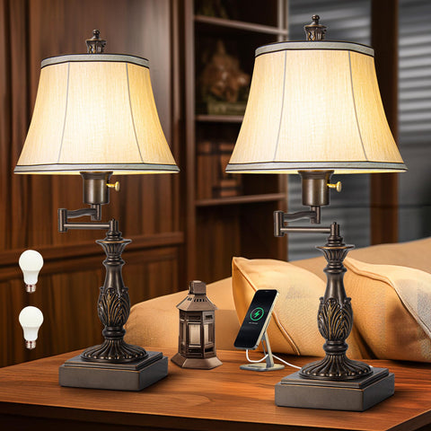 Scenekoy 23-5-inch swing-arm lamp in brown finish for flexible lighting at desk or nightstand