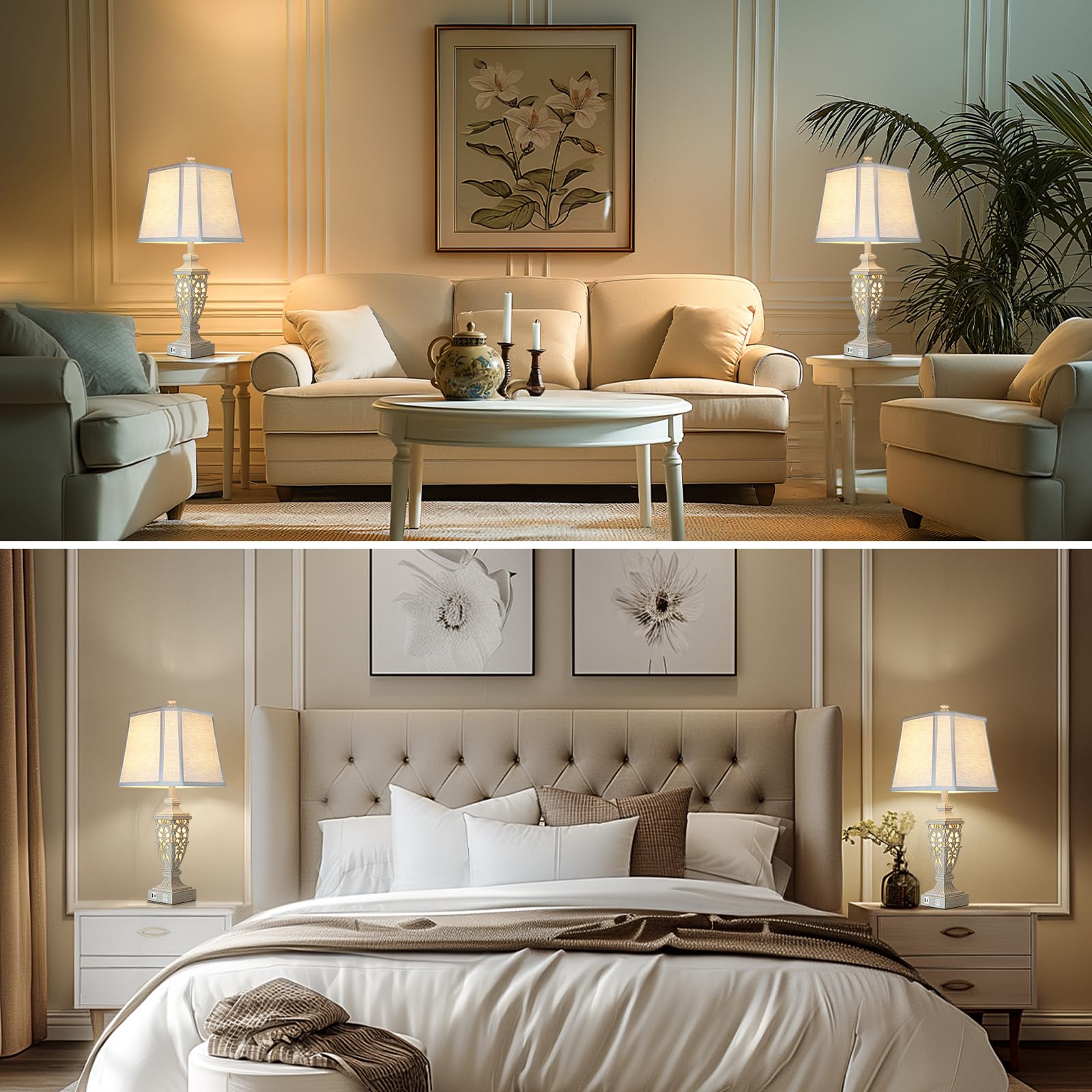 Scenekoy 28-5 inch lamp set adds bedroom decor and bedside practicality