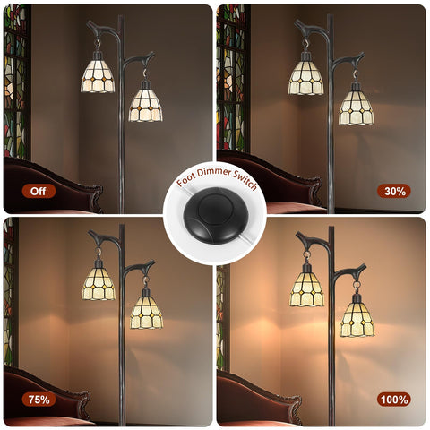 Scenekoy 68-inch Tiffany floor lamp stands tall and refined in a living space.