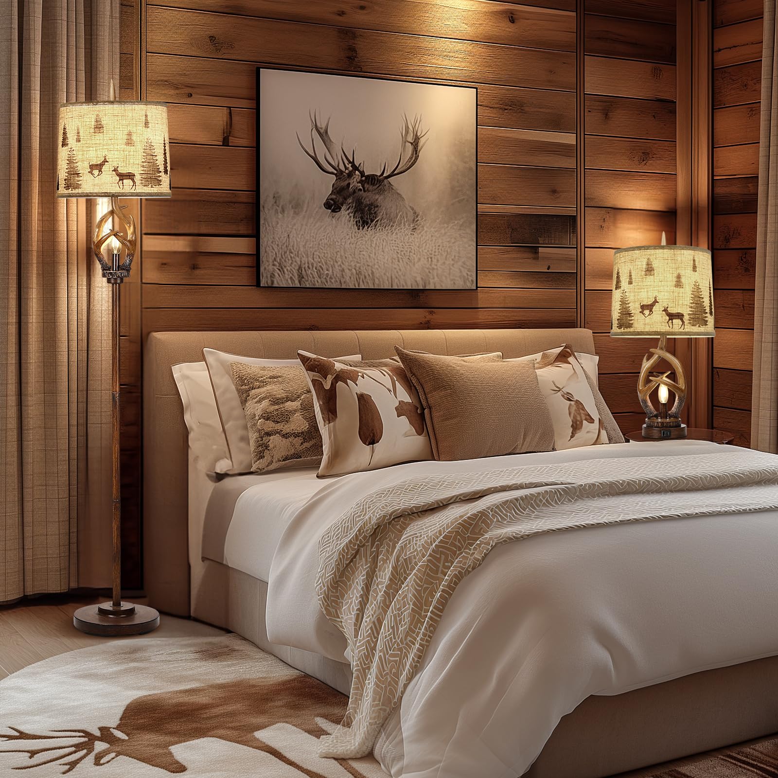 Scenekoy antler nightlight detail provides subtle glow for late night reading
