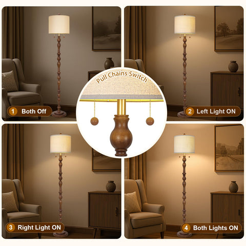 Scenekoy dual pull-chain switches offer flexible lighting for bedroom tasks.