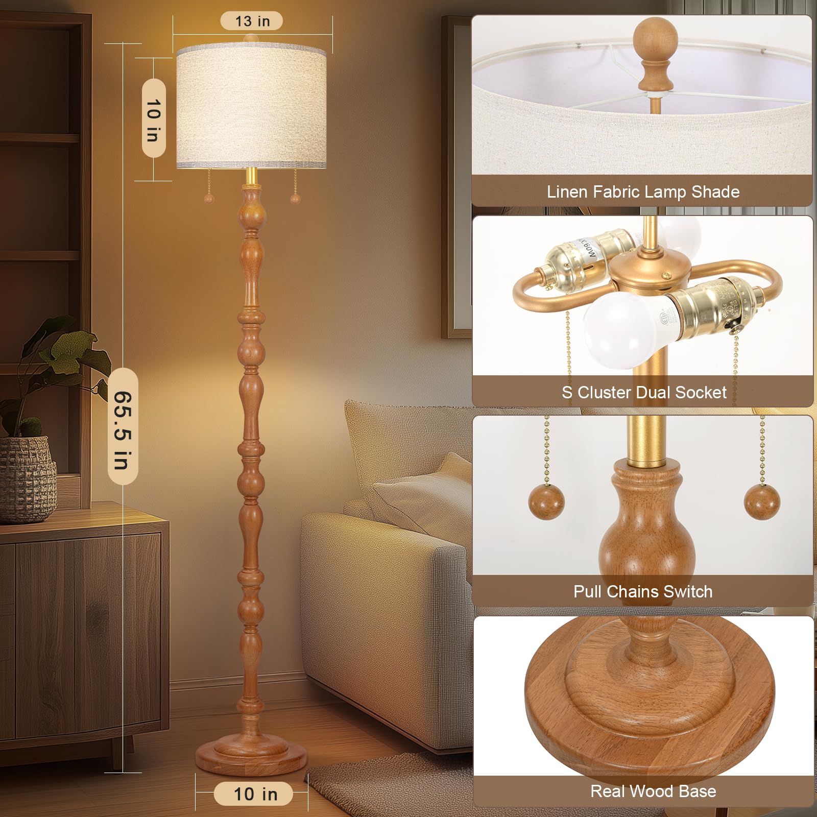 Scenekoy dual switch floor lamp offering flexible left right lighting