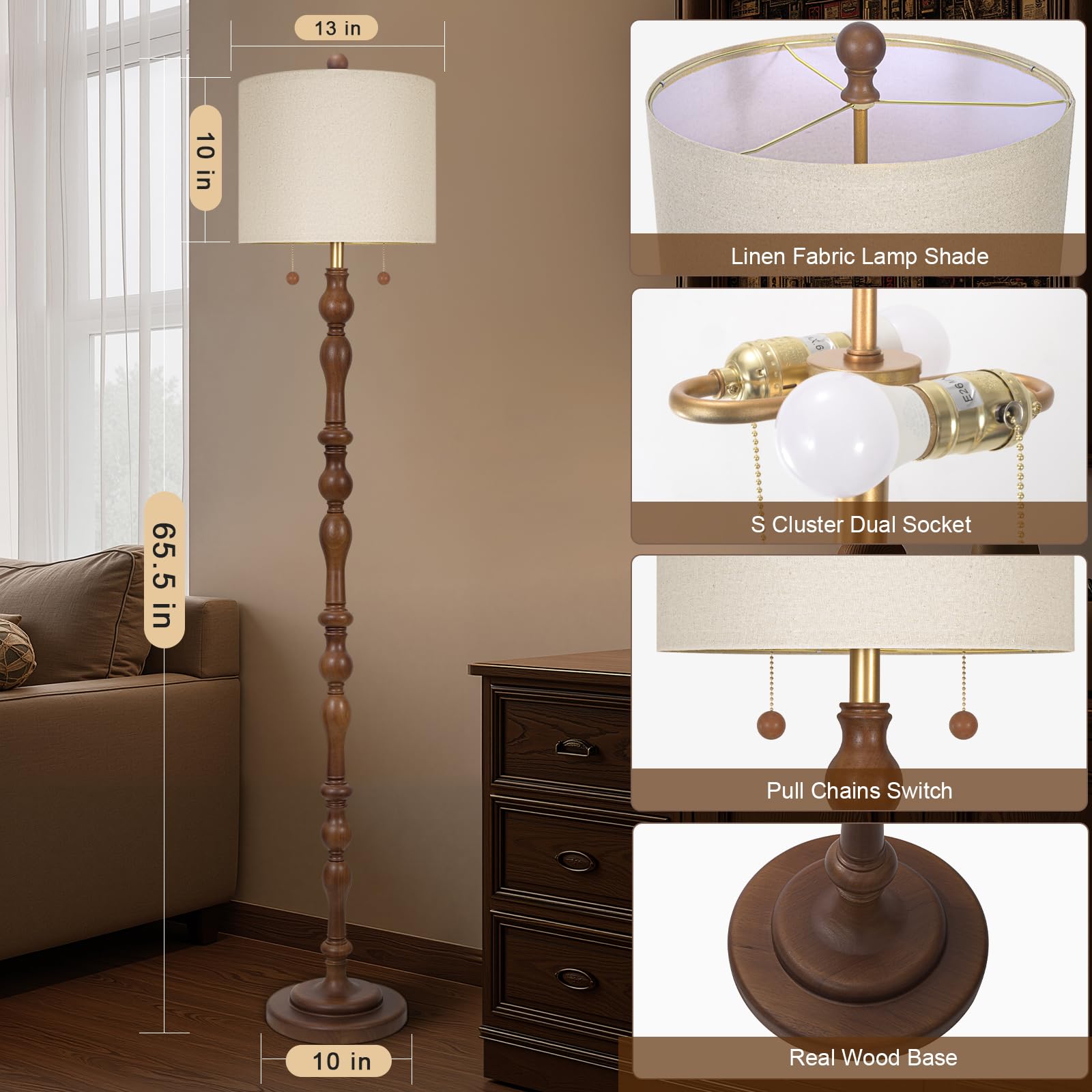 Scenekoy linen shade close-up highlighting rustic farmhouse style and soft diffusion.